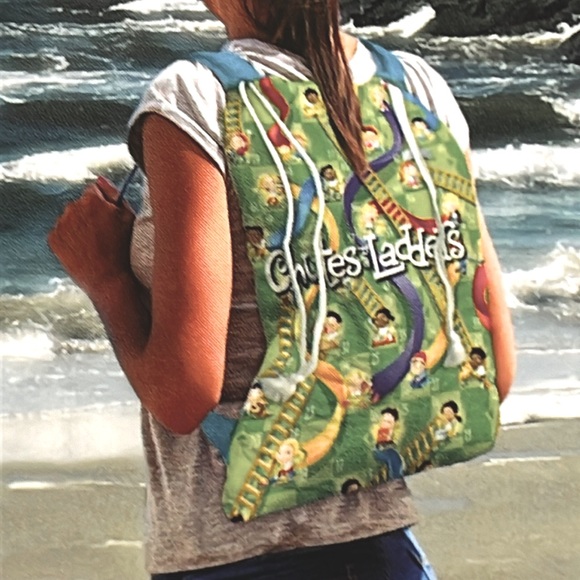 Hasbro Chutes & Ladders Game Beach Towel Backpack Set NWT Towel 58 in X 58 in - Picture 3 of 7